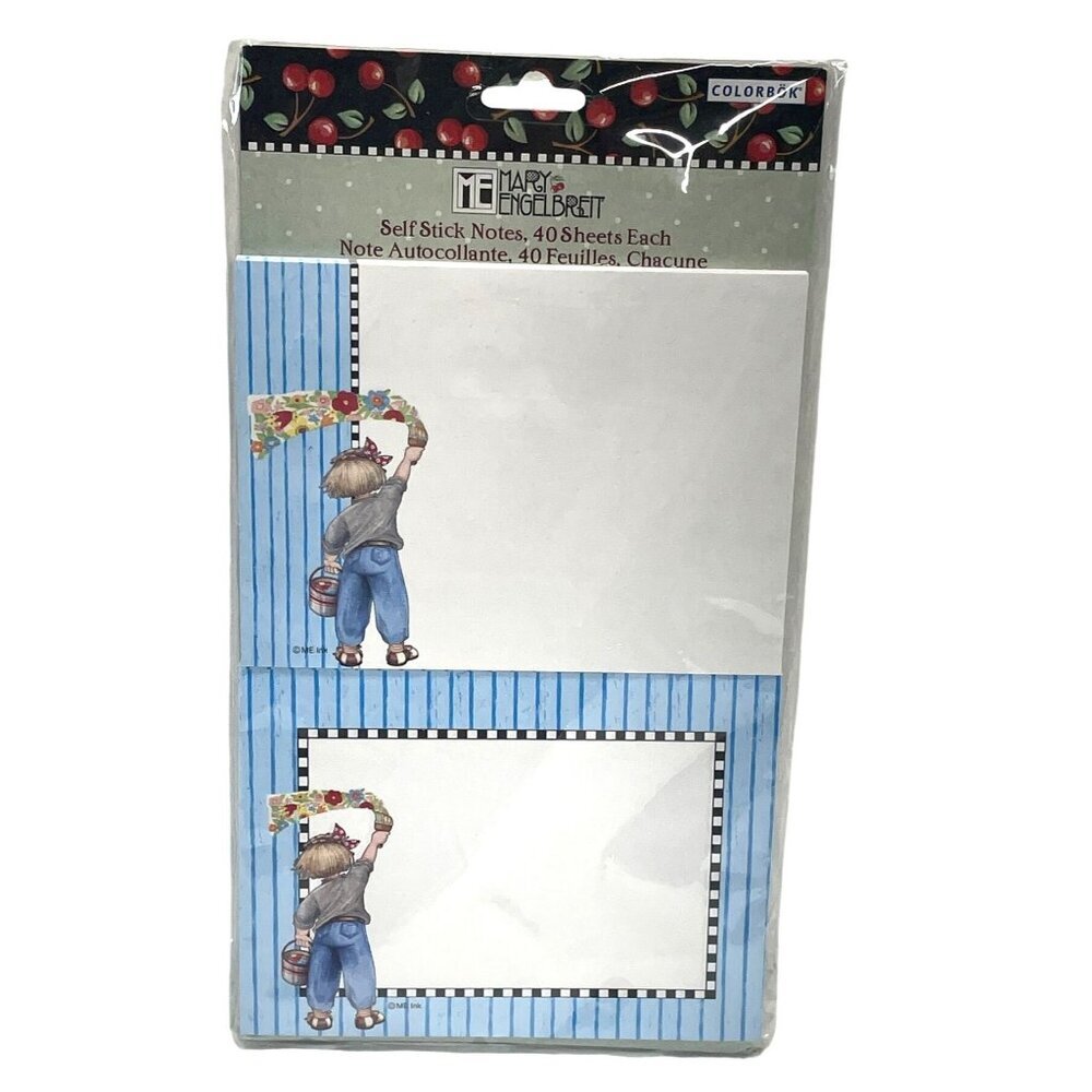 Mary Engelbreit Self Stick Notes Set‎ 40 Sheets Each Cherry Design 2 PK